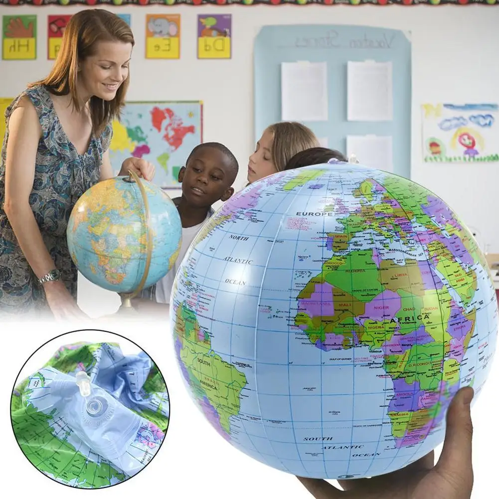 

1pcs 12/16Inch Inflatable World Globe Map ball Toys Early Education Geography Toys Map Balloon Beach Ball Toy For Children