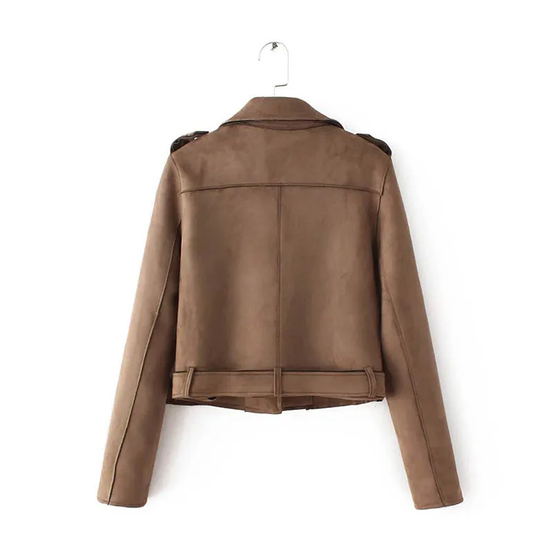 

2019 New Autumn Faux Suede Womens Motorcycle Trend Jacket Faux Leather Jacket Women Biker Jacket Slim Long Sleeve PU Coat