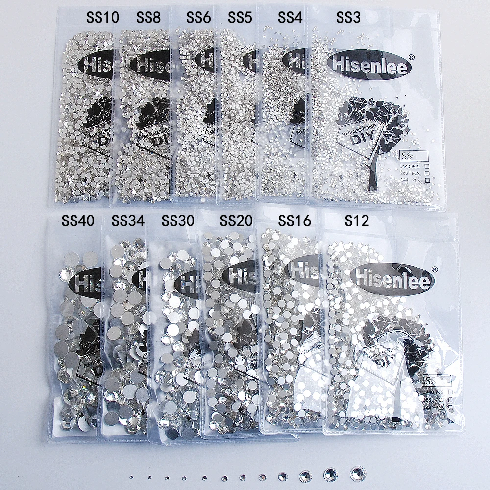 

SS3-SS40 High Quality Classic Popular Mix Flat Back Nail Art Crystal Glue On Non Hotfix Rhinestone For Nails Diy Nail Stones