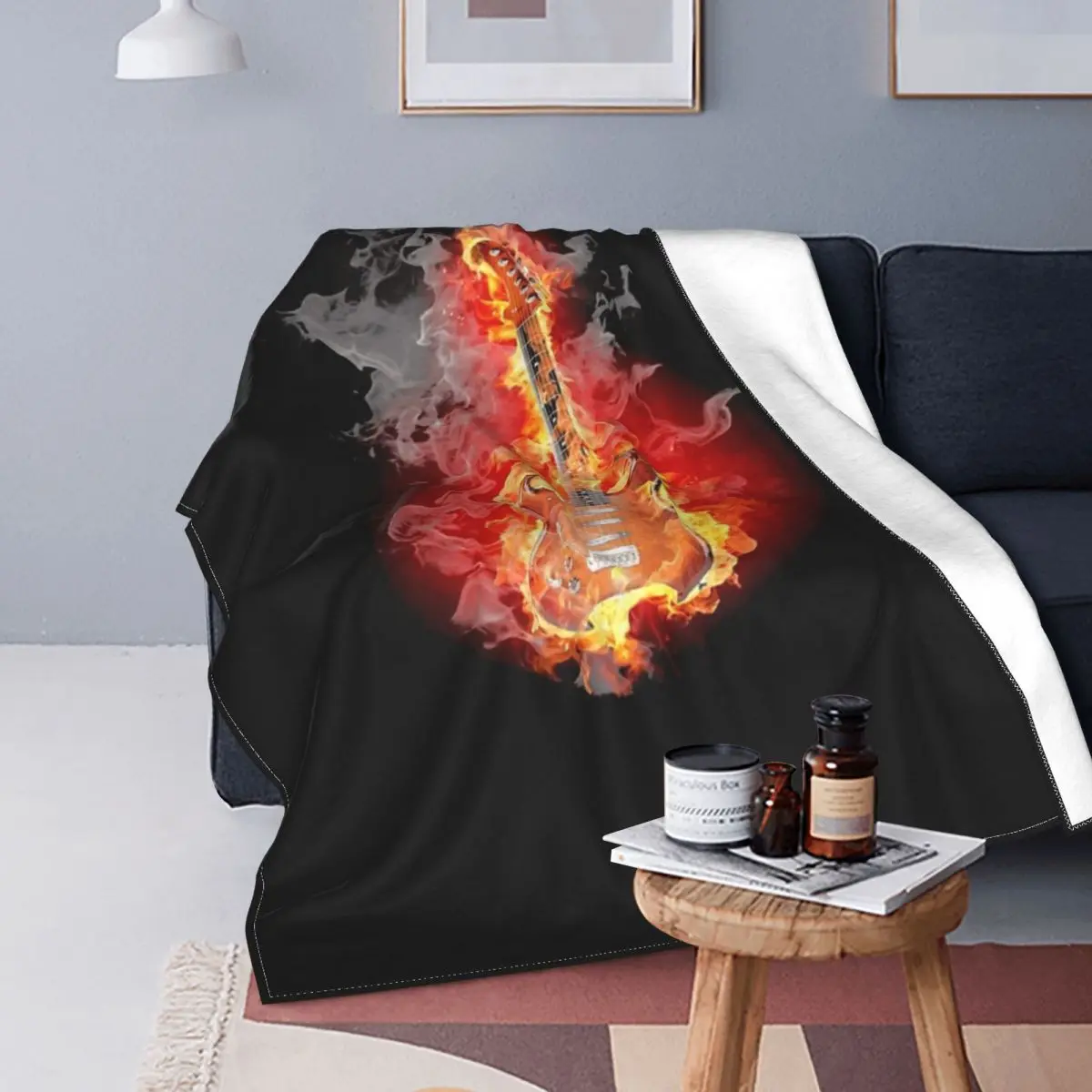 

Guitar Burning Abstract Background Blanket Bedspread Bed Plaid Muslin Bed Blankets Muslin Blanket Bed Linen Cotton