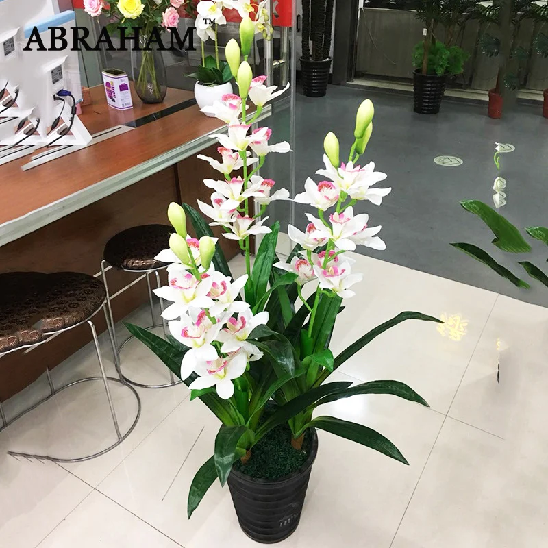 100 см 3 полюса искусственные Cymbidium тропические растения пластиковая Пальма листья