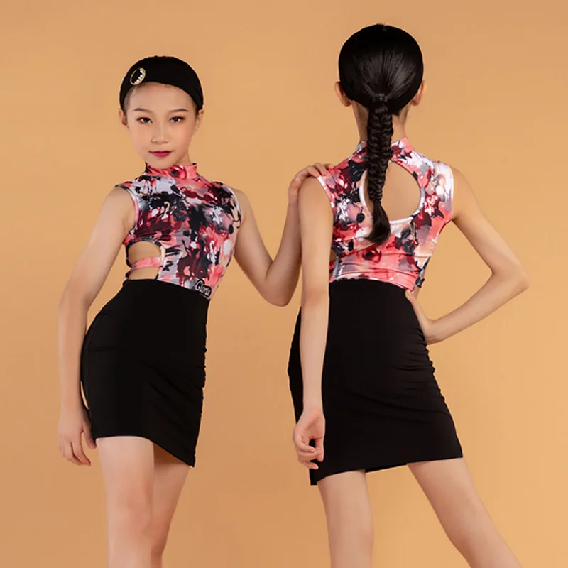 

Женское Цветочное платье для латиноамериканских танцев, летнее платье без рукавов, сценический костюм, дизайнерская одежда, танцевальная о...