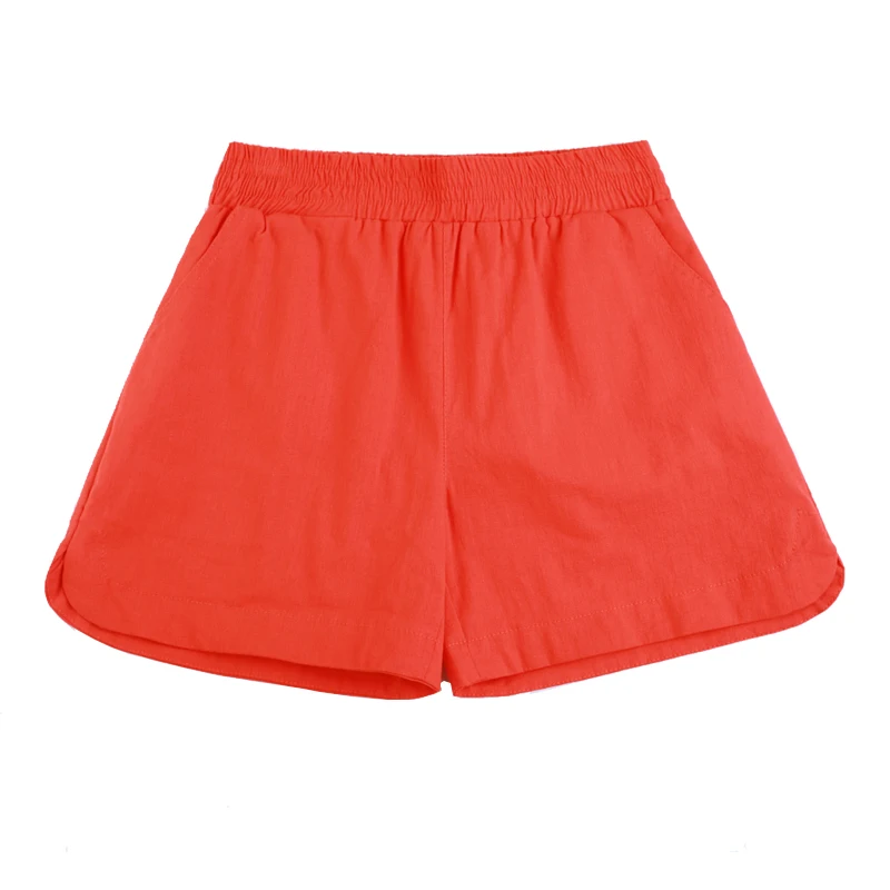 

Plus Size 4XL New Summer Women Cotton Linen Shorts Elastic High Waist Candy Color Wide Leg Shorts