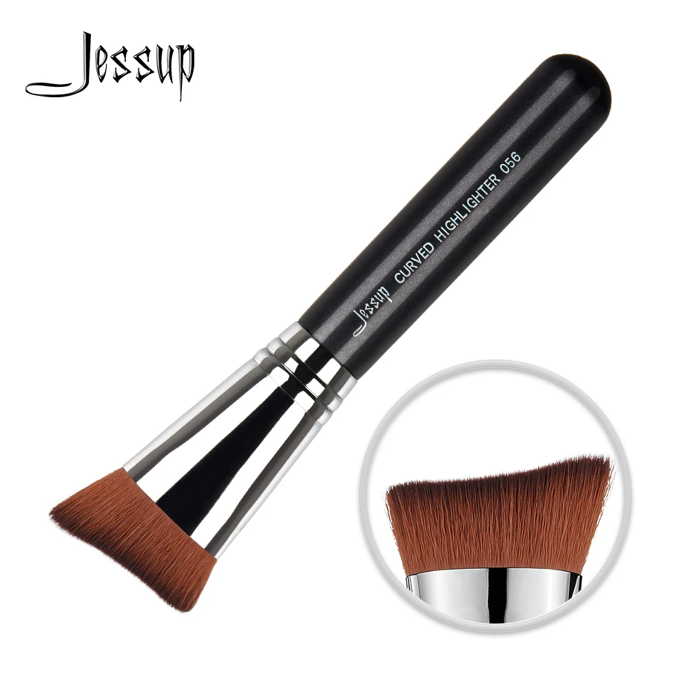 Кисть для макияжа черно серебристая с деревянной ручкой 1 шт.|Аппликатор теней