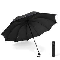 windproof non automatic folding umbrella 10 strand umbrella frame men rain womens umbrella business sun protection parasols