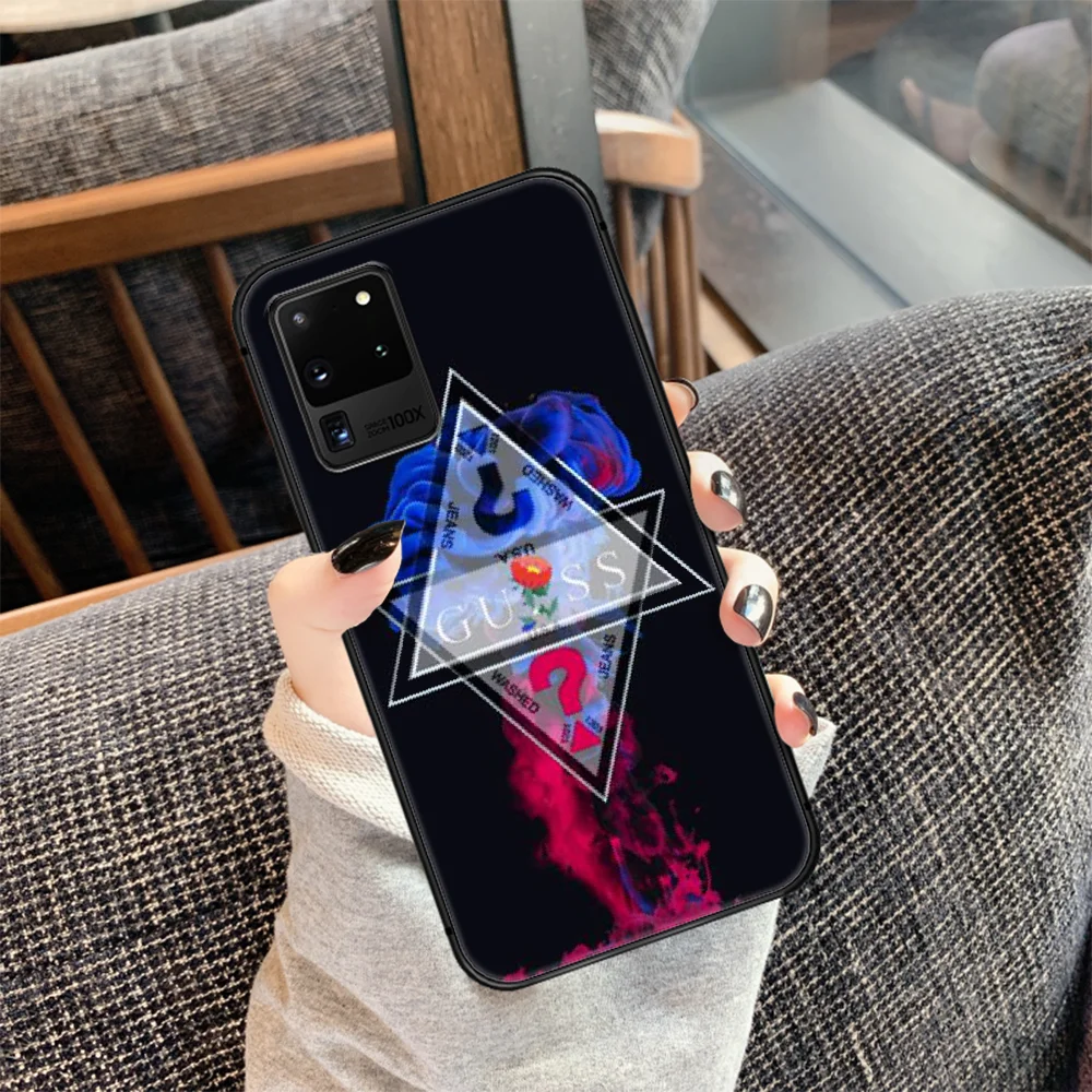 

French fashion luxury brand guess Phone Case Cover Hull For Samsung Galaxy S 7 8 9 10 e 20 FE edge uitra plus Note 9 10 20 black