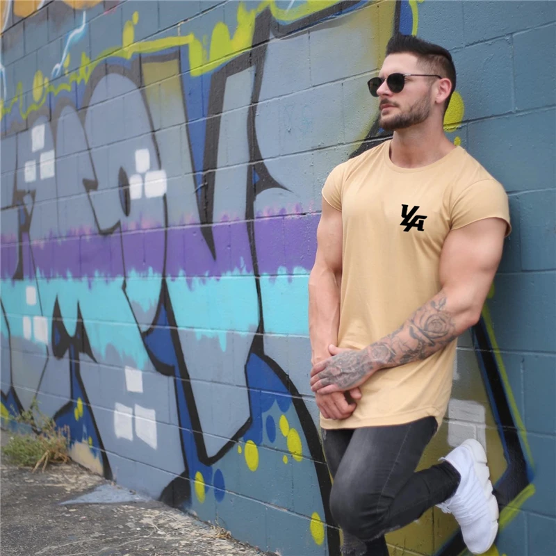 2020 Модные дышащие мужские футболки с коротким рукавом Облегающая рубашка для