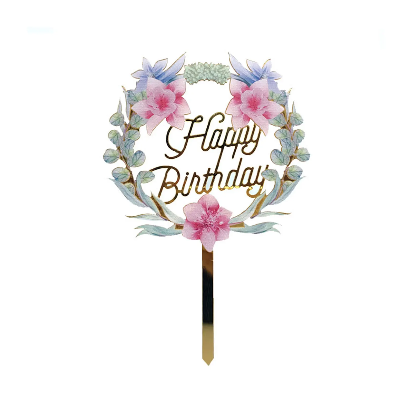 

New Happy Birthday Acrylic Cake Topper Gold Cupcake Topper For Kids Birthday Party Wedding Cake Decorations Home Kitchen Decor