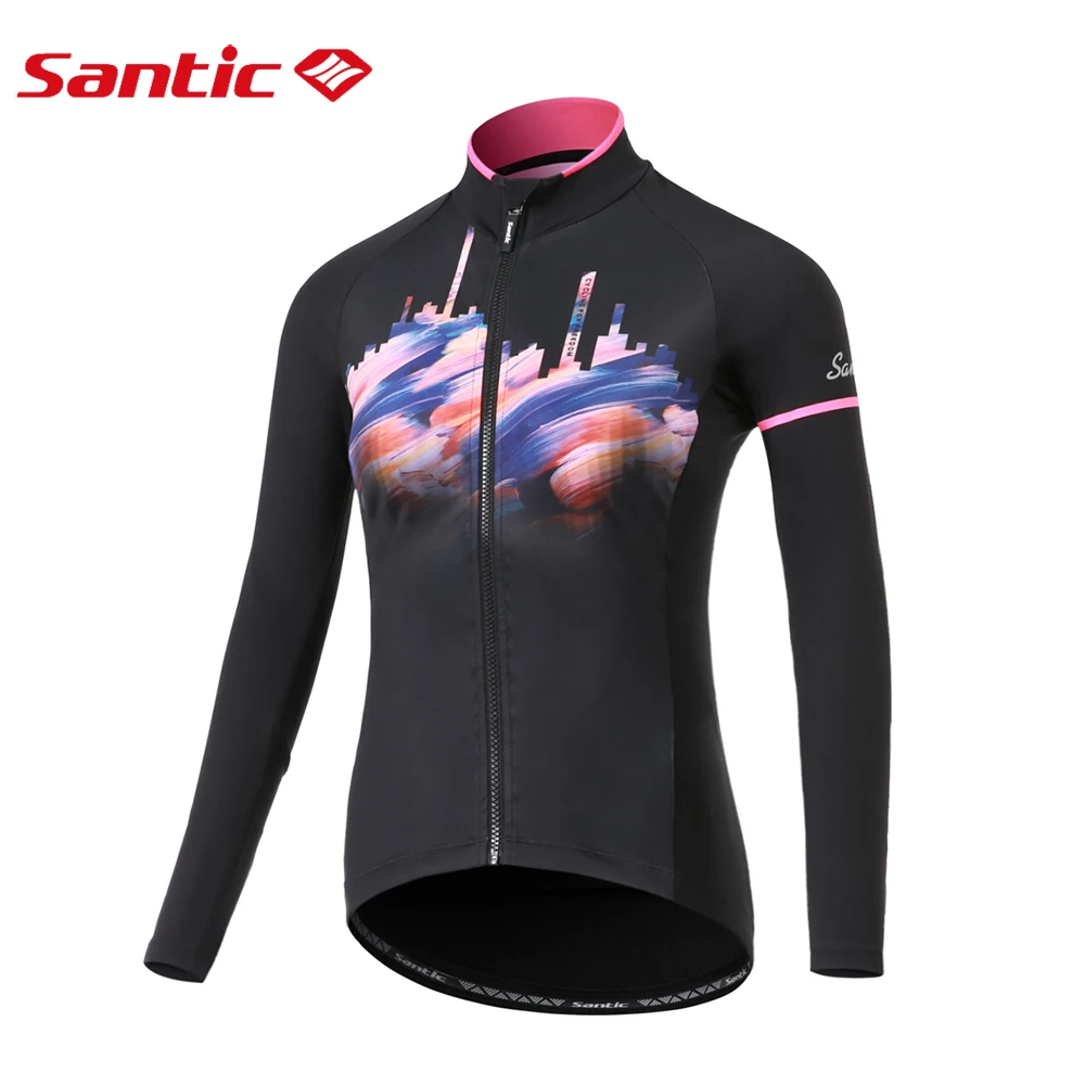 Женские велосипедные куртки Santic флисовое теплое пальто с длинным рукавом для