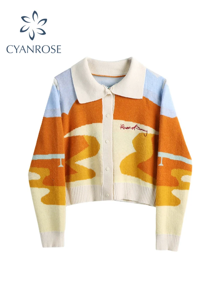 Женский трикотажный кардиган с длинным рукавом свободного покроя |