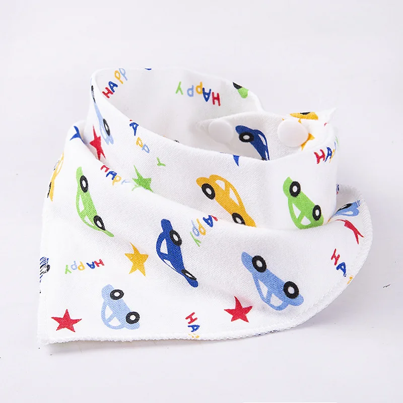 

Cotton double side triangle towel Baby saliva towel Newborn double button Bib children's scarf Multi colored
