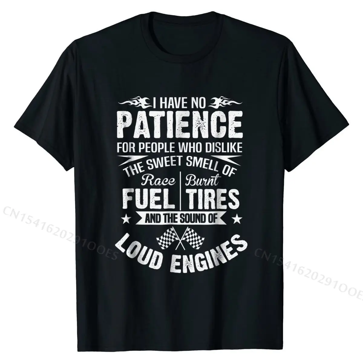 

Funny Drag Racing T-Shirt No Patience Race Fuel Burnt Tires Classic Tops T Shirt for Men Cotton Top T-shirts Prevailing