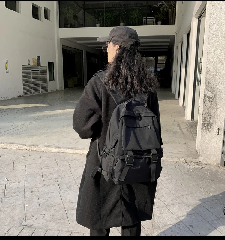 

PP2422 2020 new schoolbag men and women simple solid color wild backpack