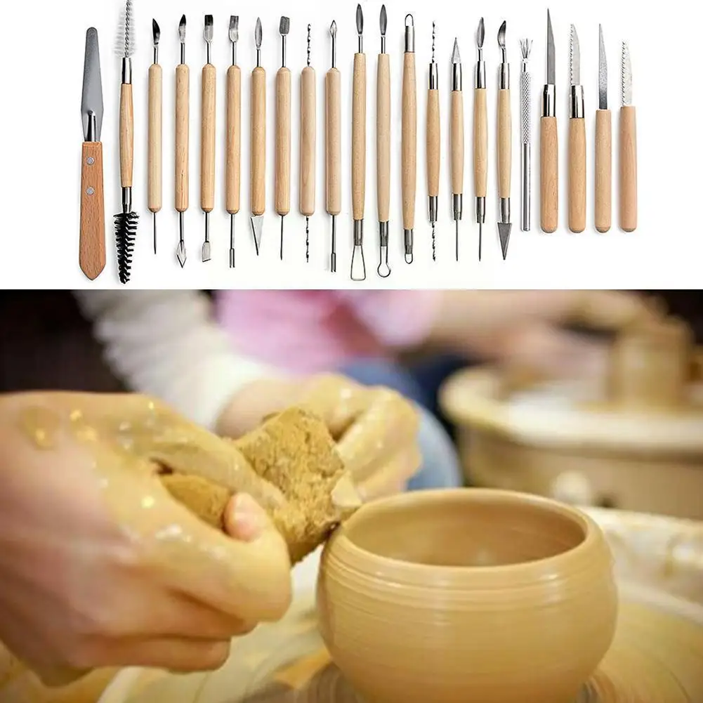 

14/22/24/27/32pc Pottery Clay Tools Sculpting Kit Sculpt Shapers Carving Ceramic Ceramic Modeling Diy Polymer Smoothing Too W4h1