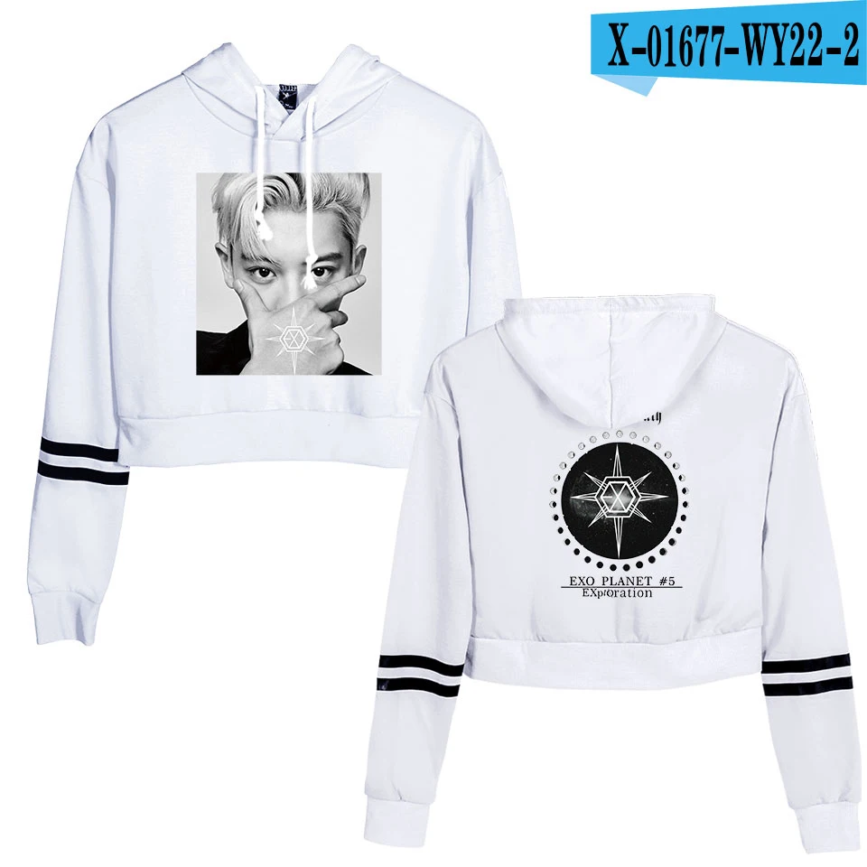 KPOP EXO PLANET#5, короткие толстовки с капюшоном, кофты, уличная одежда, топы, осень, EXO PLANET#5, женские толстовки с капюшоном, Harajuku, осень - Цвет: H