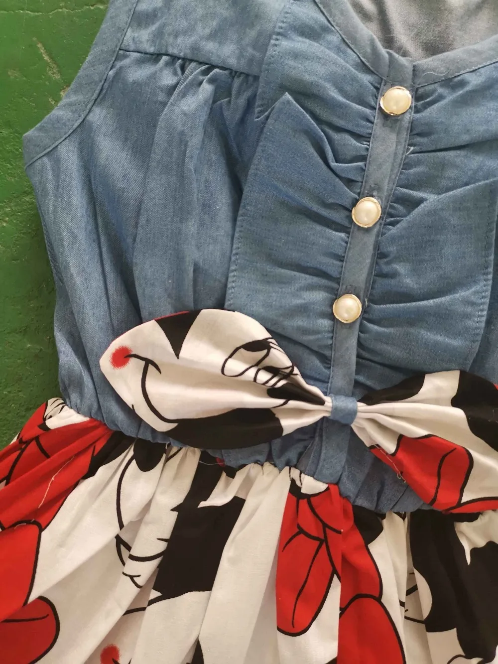 Платье для девочек хлопковое джинсовое с мультяшным принтом лето От 3 до 7 лет |