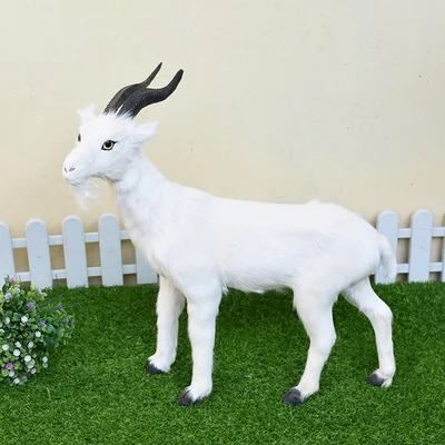 Реалистичная модель игрушек белой овцы жесткая полиэтилен и меха большой 44x43 см