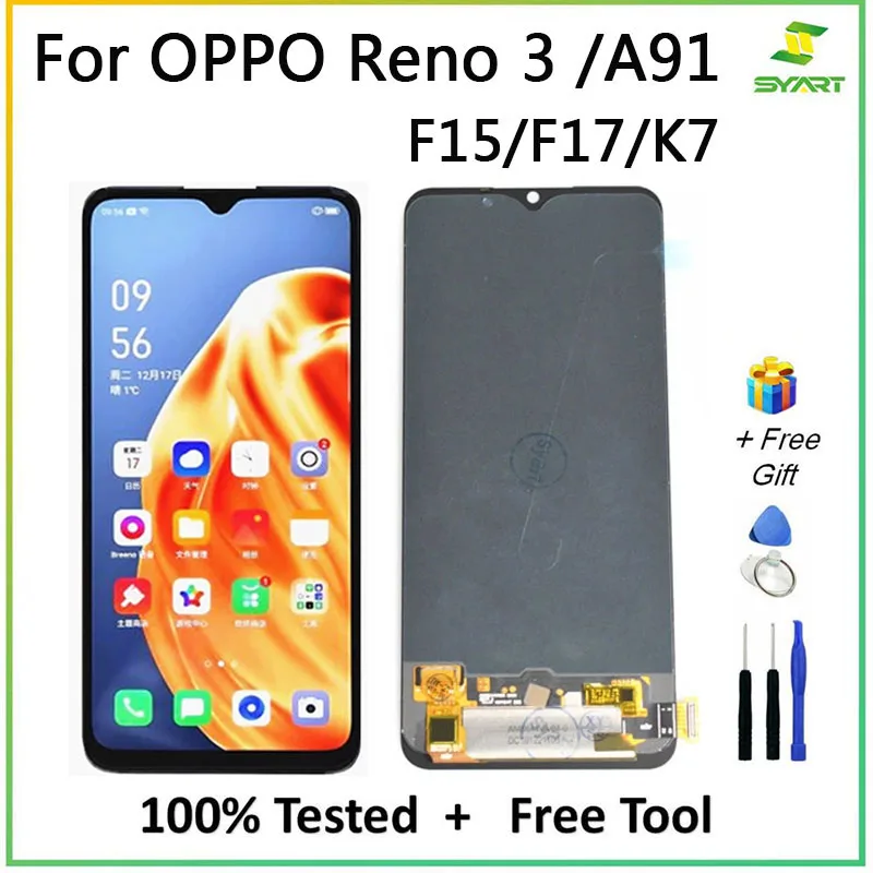 

6,4 ''ЖК-дисплей для OPPO Reno 3 A91 ЖК-дисплей кодирующий преобразователь сенсорного экрана в сборе Замена для F15/F17/K7 CPH2021 PCPM00 ЖК-дисплей