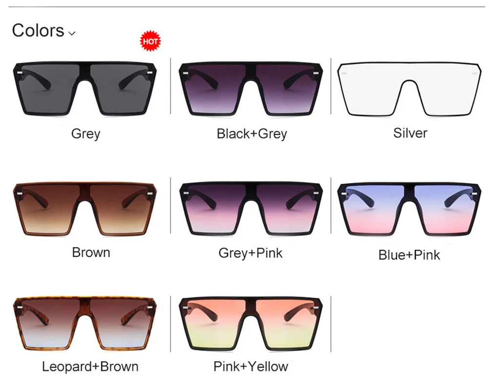 

2020 Fashion Oversized Square Sunglasses Retro Gradient Big Frame Sun Glasses For Women One Piece Gafas Shade Mirror Clear Lens