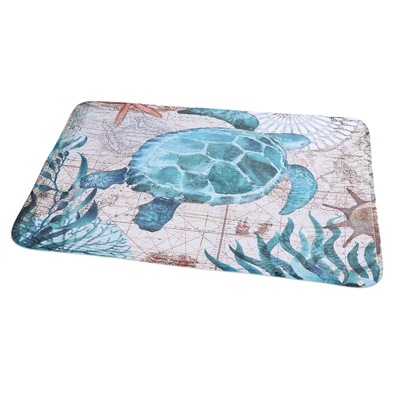 Коралловый флисовый коврик с рисунком морской черепахи для входной двери в