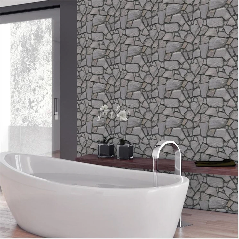 Self-adhesive Wall Paper 3D Brick Stone Rustic Effect Sticker For Living Room Bathroom DIY Stickers Home Decoration | Дом и сад