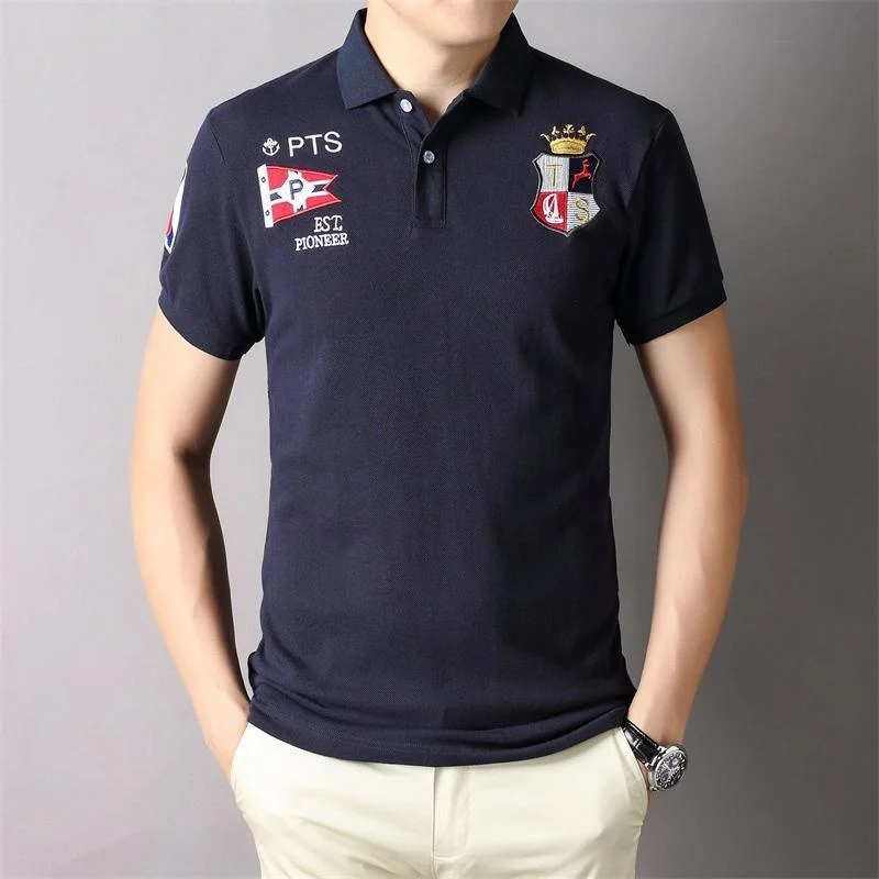 

Summer 2021 Polo Cotton Brand Clothing Casual Shirt Tops High Quality Loose Men Embroidered Lapel New Men's Short Sleeve Hombre