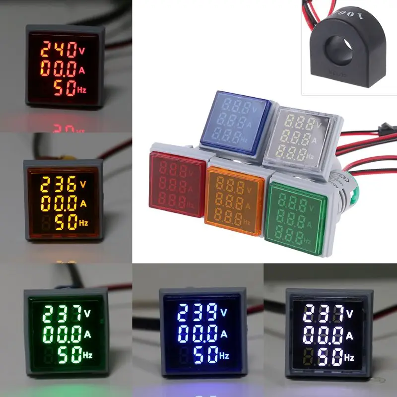 

AC220V 22mm Digital Ammeter 0-100A Current Monitor Meter Signal Lamp Amperemeter