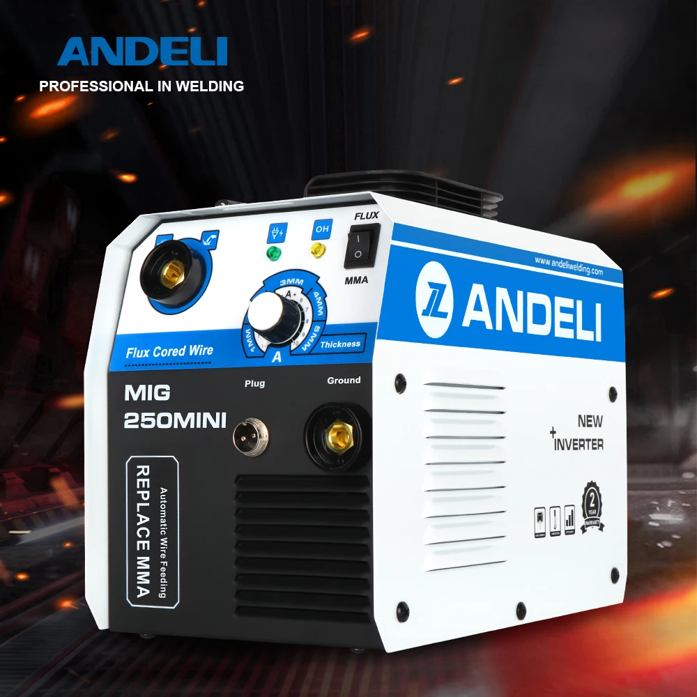 

ANDELI MIG-250Mini Portable Household 220V Semi-automatic welding machine without Gas Flux Core Wire MIG Welding Machine