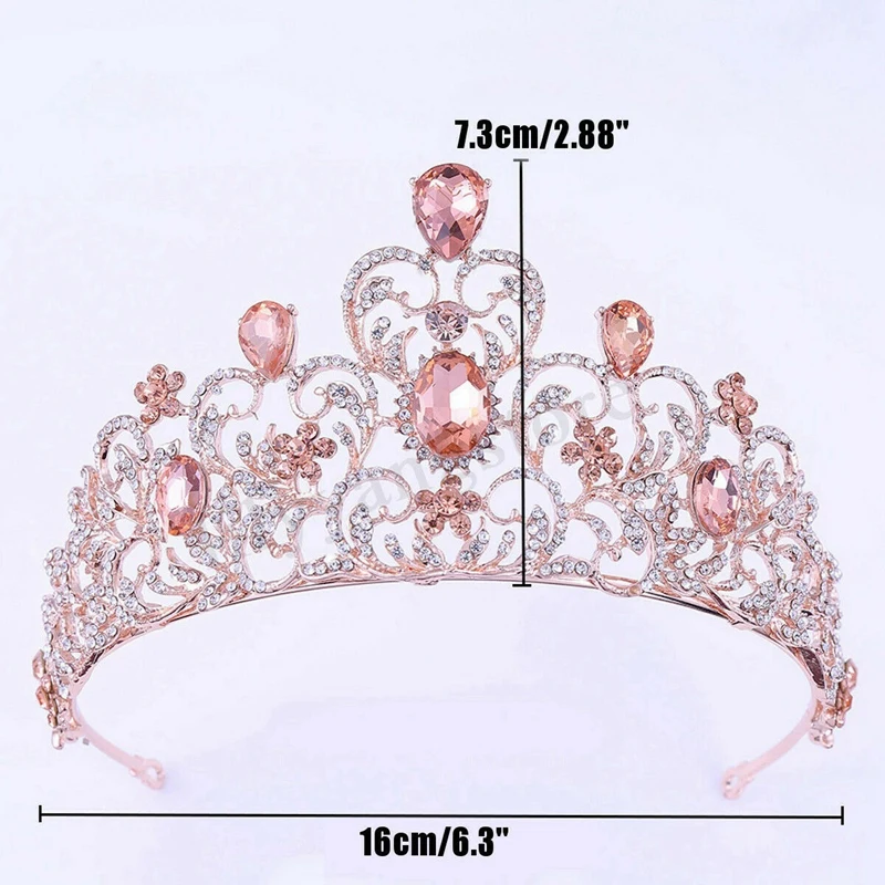 Горячая новинка 7 3 см высокий розовый розовое золото сердце Хрустальная тиара