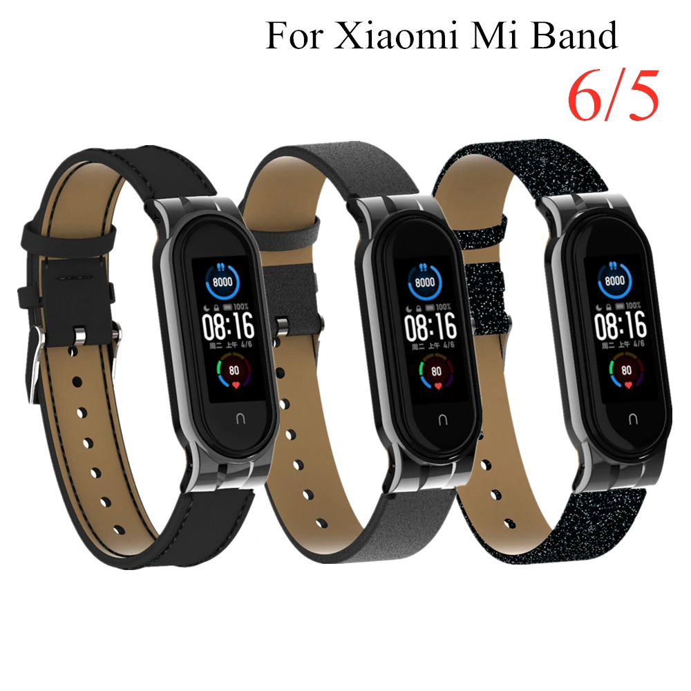 Ремешок из искусственной кожи для Xiaomi Mi Band 6 браслет 5 браслеты Miband в стиле NFC