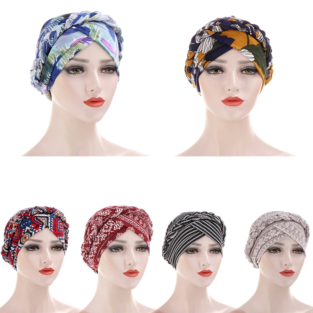 

NEW 2021 Women's Floral Chemo Cap Cancer Hat Muslim Hair Scarf Turban Hijab Head Wrap Inner Headband Bonnet