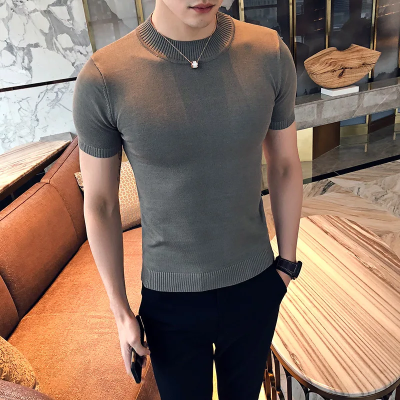 2019 премиум бренд Модные мужские летние тонкие повседневные трикотажные