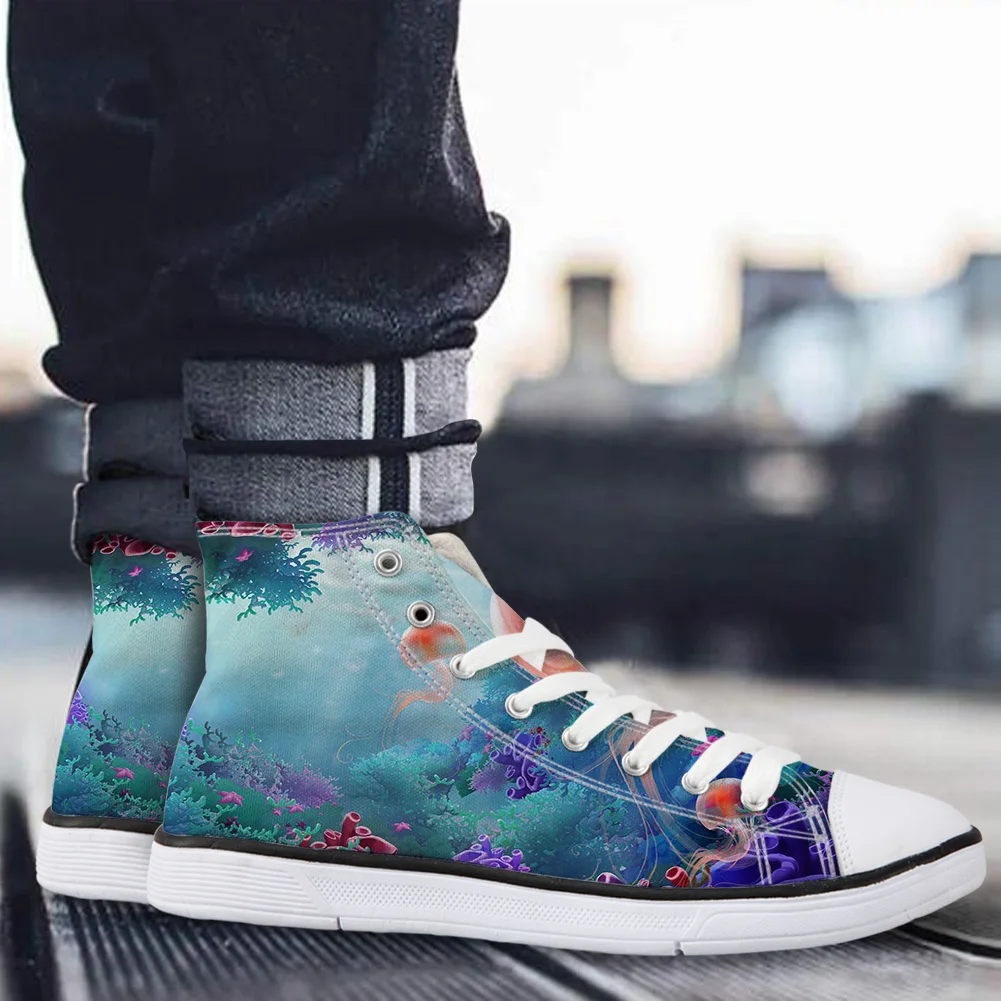 WHEREISART/Женская парусиновая обувь с героями мультфильмов Jellyfish высокая флэтс