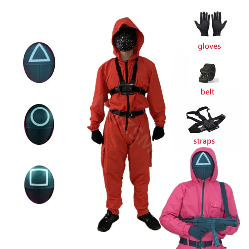 

Squid Game cosplay red jumpsuits Korean TV series Cosplay Halloween Carnival Funny Adult Cosplay Costume