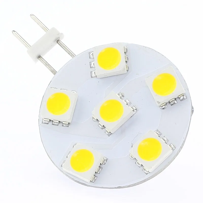 

Free Ship !!! 5pcs/lot Dimmable G4 LED Spot Bulb 6LEDs SMD 5050 White Warm White 1W Wide voltage AC/DC10-30V