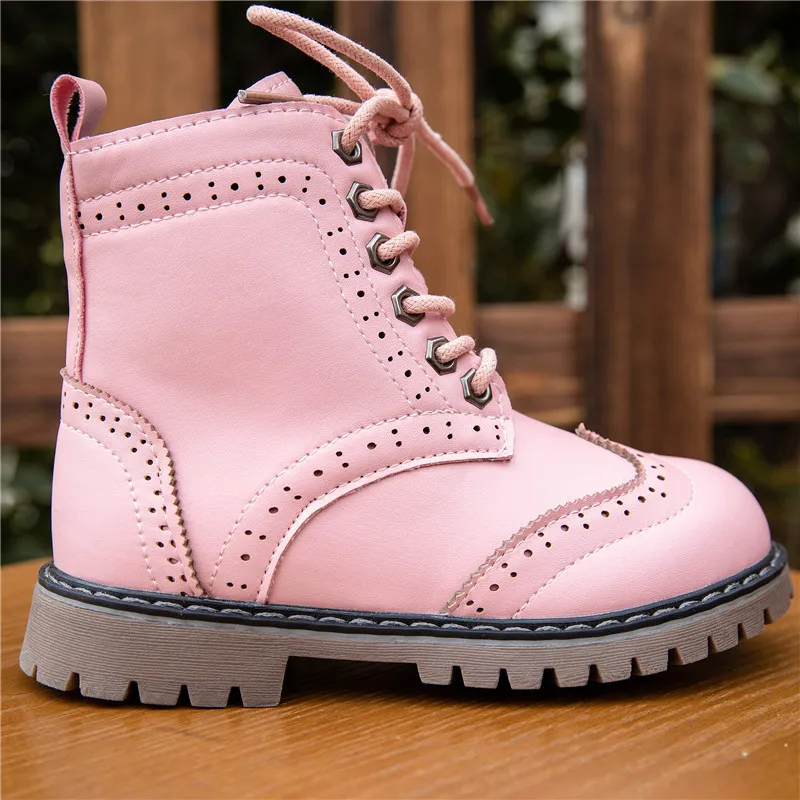 Брендовые ботинки для девочек 2020 Giirls обувь зимние детские из искусственной кожи