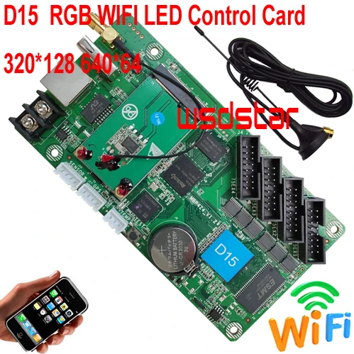 HD D15 + WIFI асинхронная полноцветная карта управления 320*128 4 * HUB75E для P2 P2.5 P3 P4 P5 P6 P8 P10