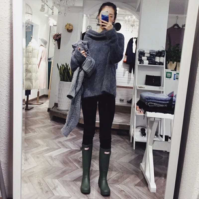 Высокие сапоги Женская обувь Резиновые женские Сапоги до колена Обувь женская