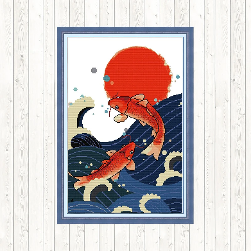 Наборы для вышивания крестиком с красной рыбкой DMC хлопковая нить напечатанный
