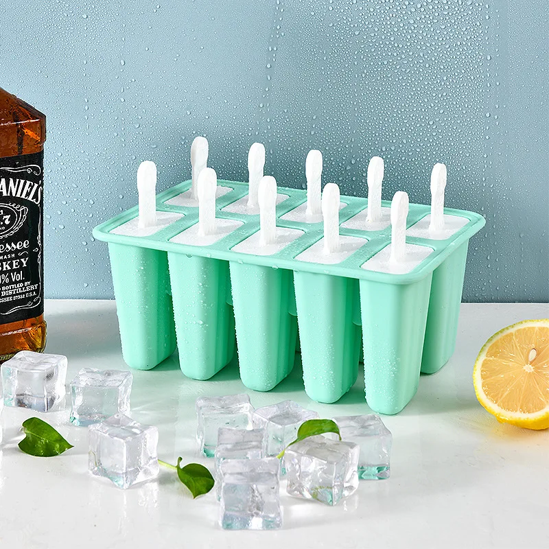 

Food Safe Silicone Ice Cream Molds 4 Cell Frozen Ice Cube Molds Popsicle Maker DIY Homemade Freezer Lolly Mould With Free Sticks