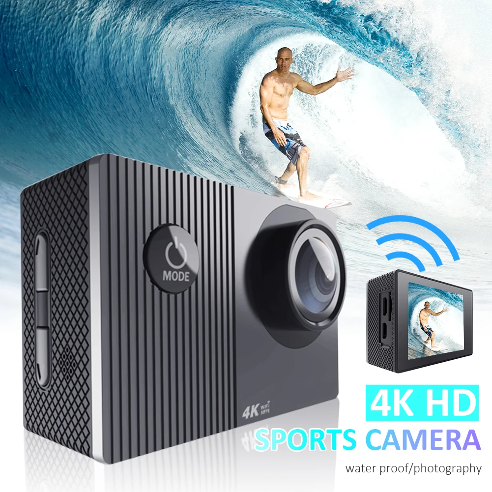 

Action Camera with Touch Screen 4K 60Fps Ultra HD 13m Waterproof Underwater DV Camcorder for Swimming Surfing Water Sports
