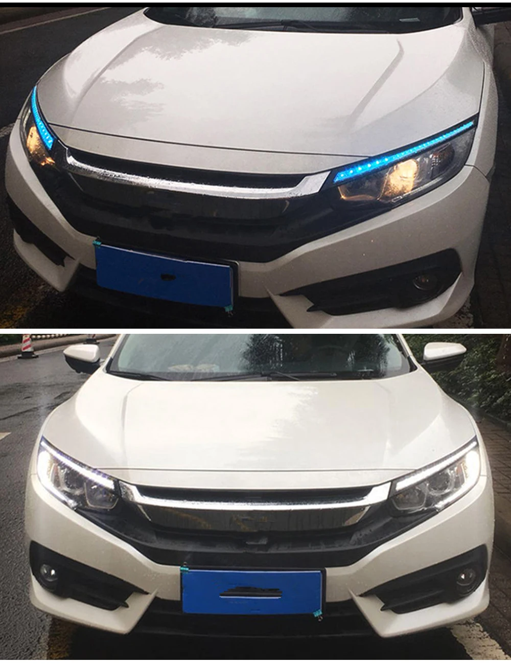 2 шт. для Honda Civic Blink светодиодный светильник на голову для бровей, дневной ходовой светильник, DRL с желтым сигналом