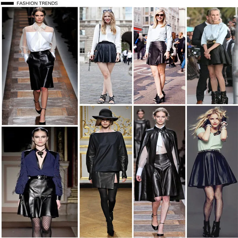 

Women Autumn Faux Leather Skirt Solid Color High Waist Office Wear Skirts Plus Size Female Club Mini Skirt Casual A-line Skirts
