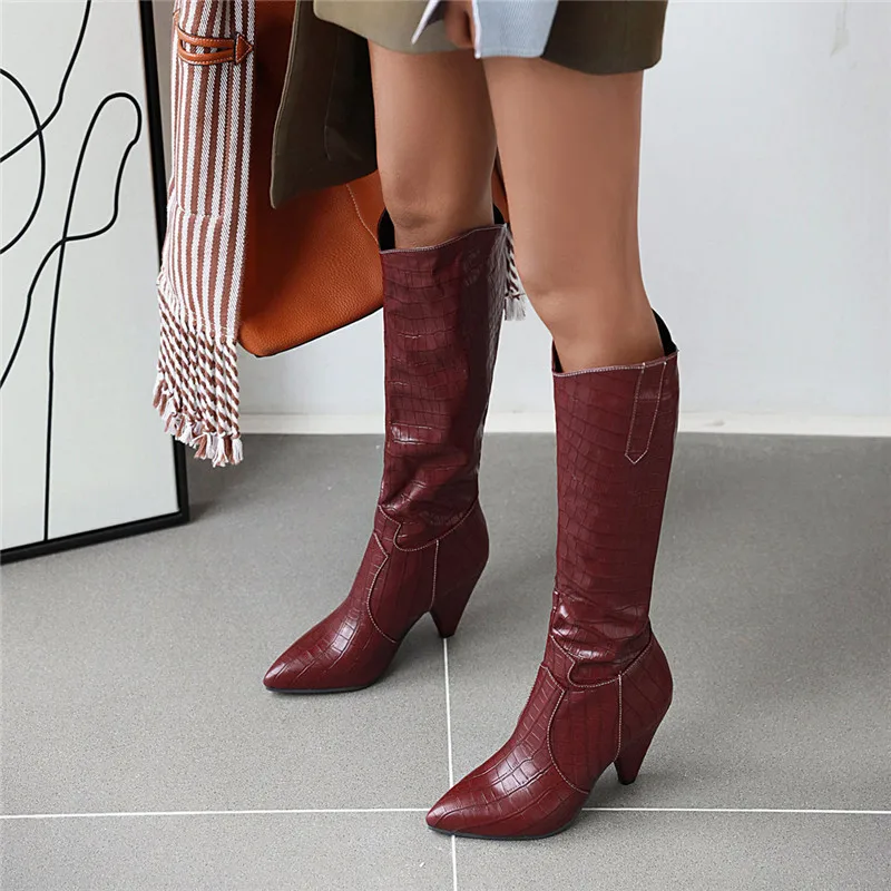 

ASUMER 2020 big size 47 Newest arrival women knee high boots pointed toe autumn winter high heel shoes ladies long boots
