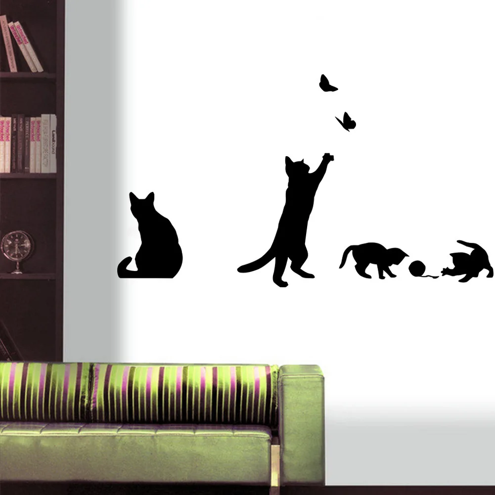 

New Cat Playing Wall Sticker Cute Living Room Background Stairs Stickers On The Wall DIY Decal Home Decor Decals Decoration