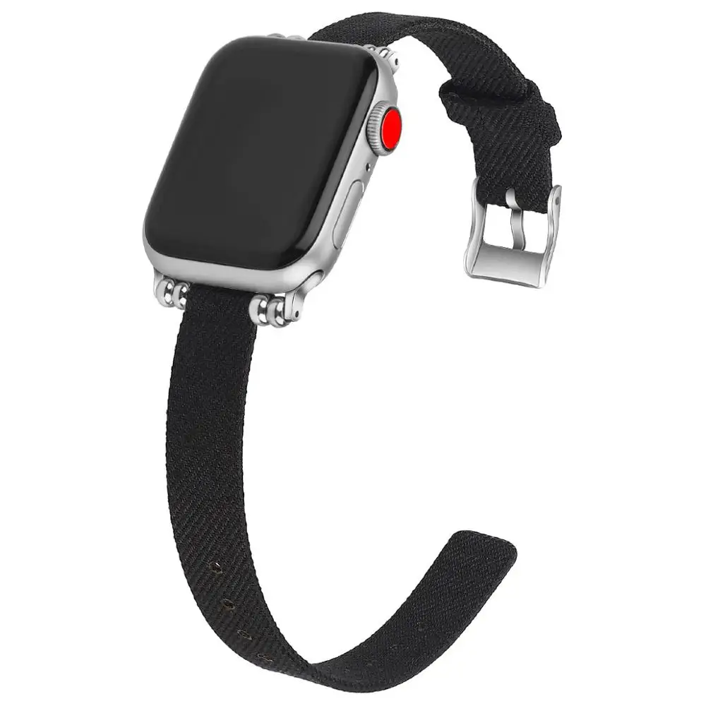Black Модный браслет для Apple Watch женский ремешок 38 мм 40 мм 42 мм 44 мм тонкий ремешок для Apple iWatch тканевый ремешок серии 2 3 4 ремешок - Цвет ремешка: Black