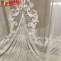 luxury white beads embroidery tulle curtains for living room french beading yarn for bedroom balcony vt