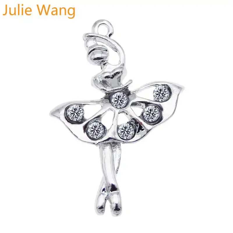 Julie Wang 5 шт. балетные танцевальные подвески для девочек со стразами сплав белый K ожерелье ювелирные браслеты и кулоны изготовление аксессуаров