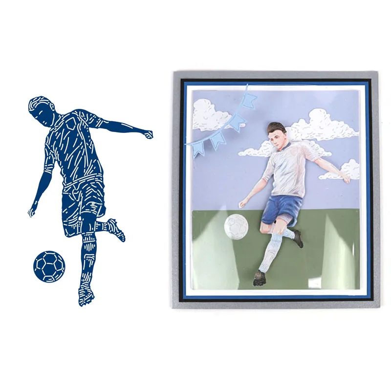 Футбольный мальчик металлические штампы трафареты для рукоделия скрапбукинг