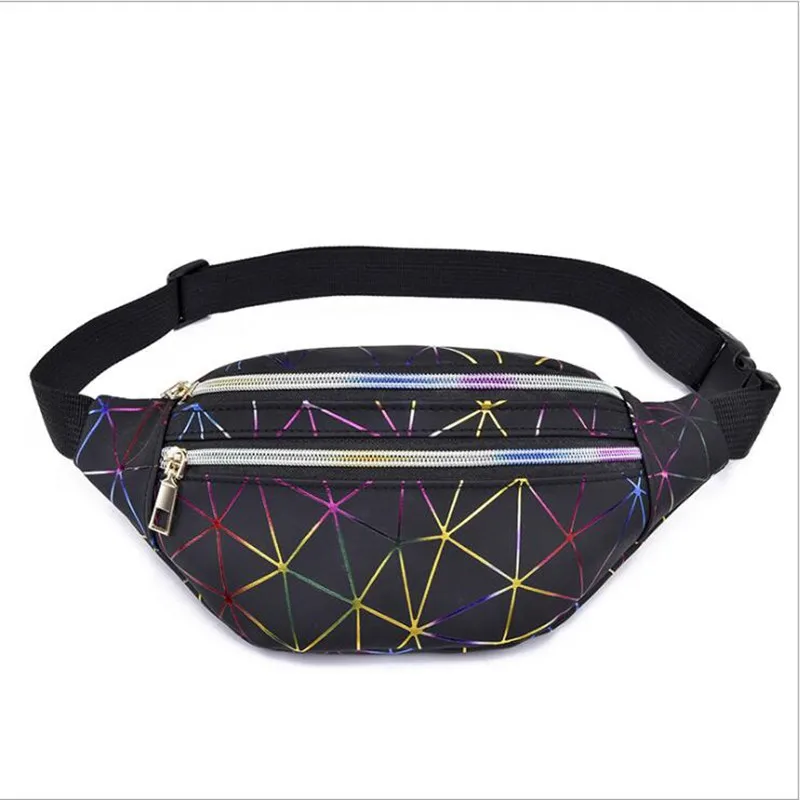 

LXFZQ Holographic Waist Bag for Women Glitter Fanny Pack Waterproof Geometric Belt Bag Fashion Laser Waist Pack Phone Pouch